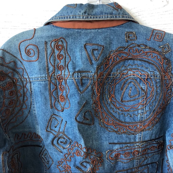 Chico's Jackets & Coats Vintage 8s Chicos Embellished Denim Jacket Poshmark